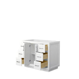 Miranda 42 Inch Single Bathroom Vanity in White, No Countertop, No Sink, Brushed Nickel Trim