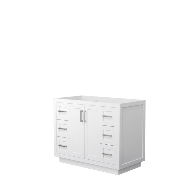 Wyndham Collection - Miranda 42 Inch Single Bathroom Vanity in White, No Countertop, No Sink, Brushed Nickel Trim