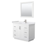 Wyndham Collection - Miranda 42 Inch Single Bathroom Vanity in White, White Cultured Marble Countertop, Undermount Square Sink, Brushed Nickel Trim, 34 Inch Mirror
