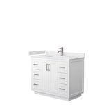 Wyndham Collection - Miranda 42 Inch Single Bathroom Vanity in White, White Cultured Marble Countertop, Undermount Square Sink, Brushed Nickel Trim