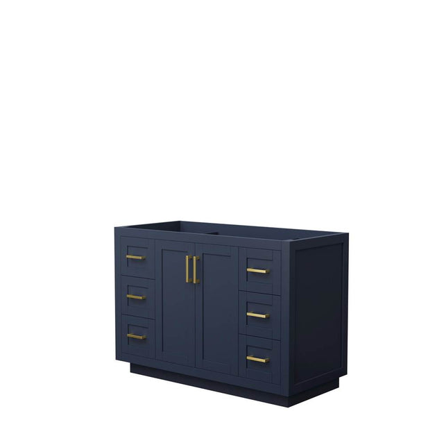 Wyndham Collection - Miranda 48 Inch Single Bathroom Vanity in Dark Blue, No Countertop, No Sink, Brushed Gold Trim