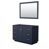 Wyndham Collection - Miranda 48 Inch Single Bathroom Vanity in Dark Blue, No Countertop, No Sink, Brushed Nickel Trim, 46 Inch Mirror