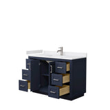 Miranda 48 Inch Single Bathroom Vanity in Dark Blue, White Cultured Marble Countertop, Undermount Square Sink, Brushed Nickel Trim