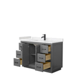 Miranda 48 Inch Single Bathroom Vanity in Dark Gray, Carrara Cultured Marble Countertop, Undermount Square Sink, Matte Black Trim