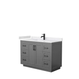 Wyndham Collection - Miranda 48 Inch Single Bathroom Vanity in Dark Gray, White Cultured Marble Countertop, Undermount Square Sink, Matte Black Trim