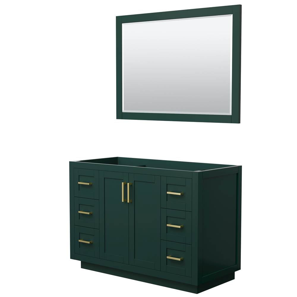 Wyndham Collection - Miranda 48 Inch Single Bathroom Vanity in Green, No Countertop, No Sink, Brushed Gold Trim, 46 Inch Mirror
