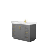 Wyndham Collection - Miranda 48 Inch Single Bathroom Vanity in Dark Gray, Carrara Cultured Marble Countertop, Undermount Square Sink, Brushed Gold Trim