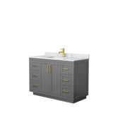 Wyndham Collection - Miranda 48 Inch Single Bathroom Vanity in Dark Gray, White Carrara Marble Countertop, Undermount Square Sink, Brushed Gold Trim