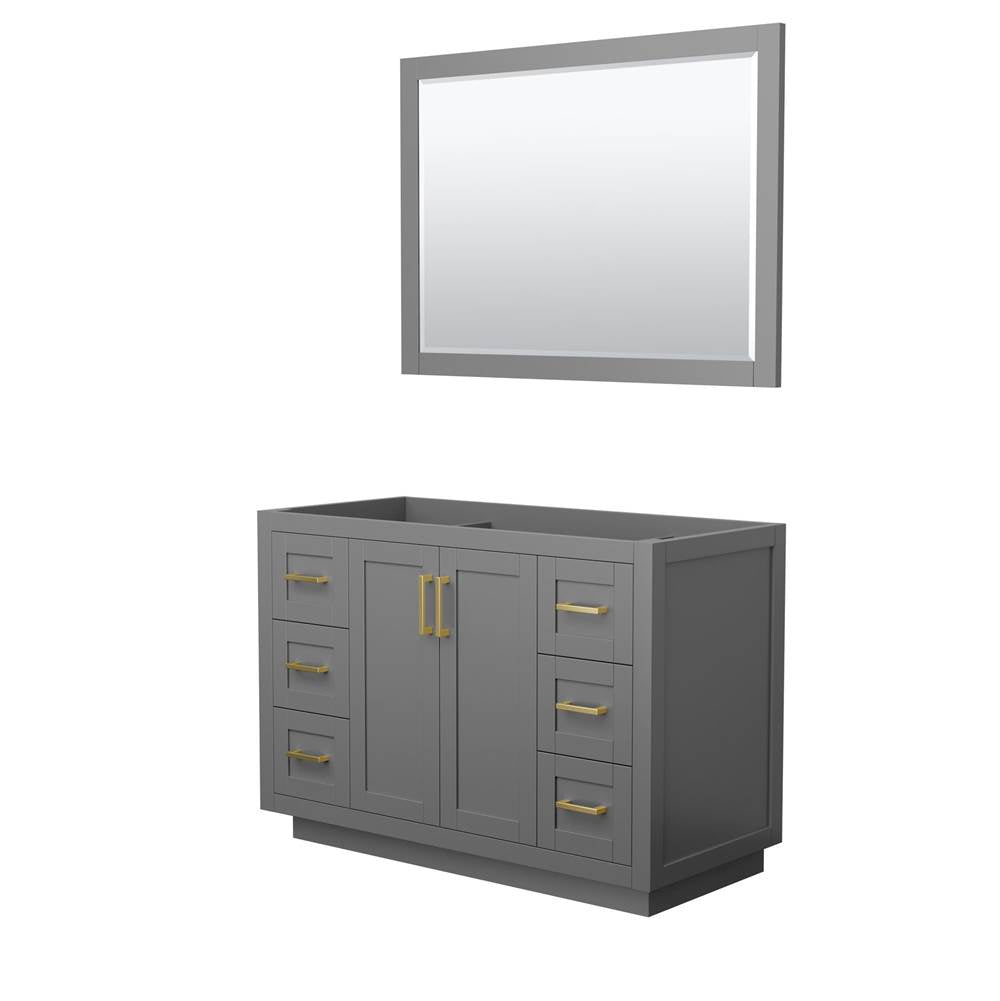Wyndham Collection - Miranda 48 Inch Single Bathroom Vanity in Dark Gray, No Countertop, No Sink, Brushed Gold Trim, 46 Inch Mirror