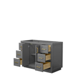 Miranda 48 Inch Single Bathroom Vanity in Dark Gray, No Countertop, No Sink, Brushed Gold Trim