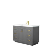 Wyndham Collection - Miranda 48 Inch Single Bathroom Vanity in Dark Gray, 1.25 Inch Thick Matte White Solid Surface Countertop, Integrated Sink, Brushed Gold Trim