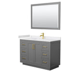 Wyndham Collection - Miranda 48 Inch Single Bathroom Vanity in Dark Gray, White Cultured Marble Countertop, Undermount Square Sink, Brushed Gold Trim, 46 Inch Mirror