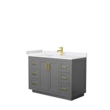 Wyndham Collection - Miranda 48 Inch Single Bathroom Vanity in Dark Gray, White Cultured Marble Countertop, Undermount Square Sink, Brushed Gold Trim