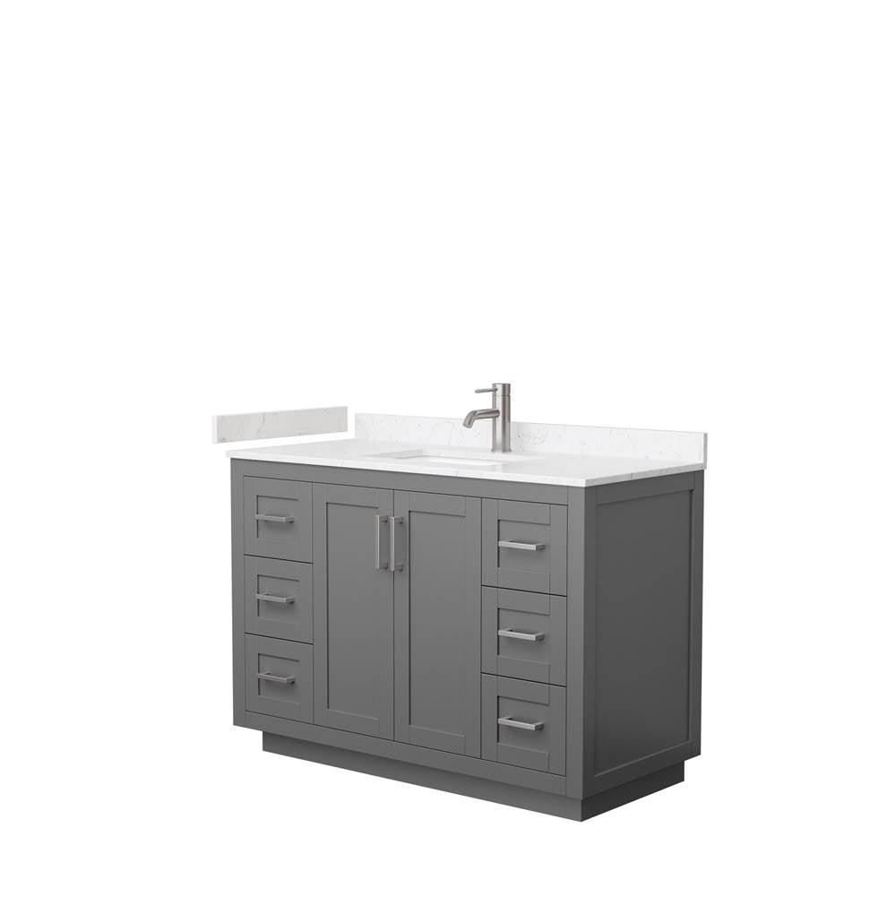 Wyndham Collection - Miranda 48 Inch Single Bathroom Vanity in Dark Gray, Carrara Cultured Marble Countertop, Undermount Square Sink, Brushed Nickel Trim