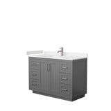 Wyndham Collection - Miranda 48 Inch Single Bathroom Vanity in Dark Gray, Carrara Cultured Marble Countertop, Undermount Square Sink, Brushed Nickel Trim