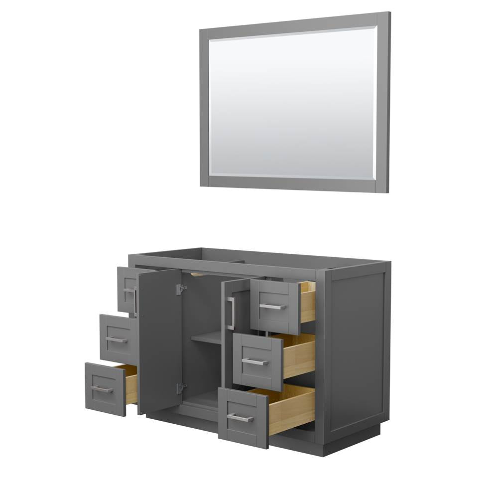 Miranda 48 Inch Single Bathroom Vanity in Dark Gray, No Countertop, No Sink, Brushed Nickel Trim, 46 Inch Mirror