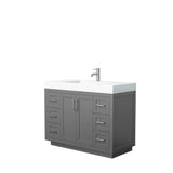 Wyndham Collection - Miranda 48 Inch Single Bathroom Vanity in Dark Gray, 4 Inch Thick Matte White Solid Surface Countertop, Integrated Sink, Brushed Nickel Trim