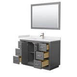 Miranda 48 Inch Single Bathroom Vanity in Dark Gray, White Cultured Marble Countertop, Undermount Square Sink, Brushed Nickel Trim, 46 Inch Mirror
