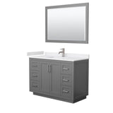 Wyndham Collection - Miranda 48 Inch Single Bathroom Vanity in Dark Gray, White Cultured Marble Countertop, Undermount Square Sink, Brushed Nickel Trim, 46 Inch Mirror