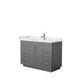Wyndham Collection - Miranda 48 Inch Single Bathroom Vanity in Dark Gray, White Cultured Marble Countertop, Undermount Square Sink, Brushed Nickel Trim