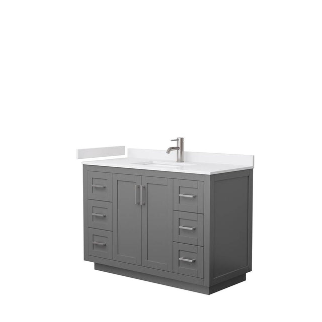 Wyndham Collection - Miranda 48 Inch Single Bathroom Vanity in Dark Gray, White Cultured Marble Countertop, Undermount Square Sink, Brushed Nickel Trim