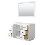 Miranda 48 Inch Single Bathroom Vanity in White, No Countertop, No Sink, Matte Black Trim, 46 Inch Mirror