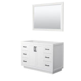 Wyndham Collection - Miranda 48 Inch Single Bathroom Vanity in White, No Countertop, No Sink, Matte Black Trim, 46 Inch Mirror