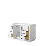 Miranda 48 Inch Single Bathroom Vanity in White, No Countertop, No Sink, Matte Black Trim