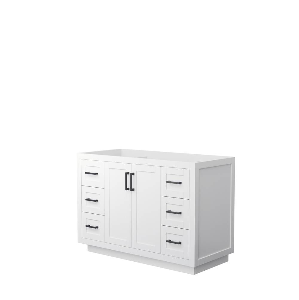 Wyndham Collection - Miranda 48 Inch Single Bathroom Vanity in White, No Countertop, No Sink, Matte Black Trim
