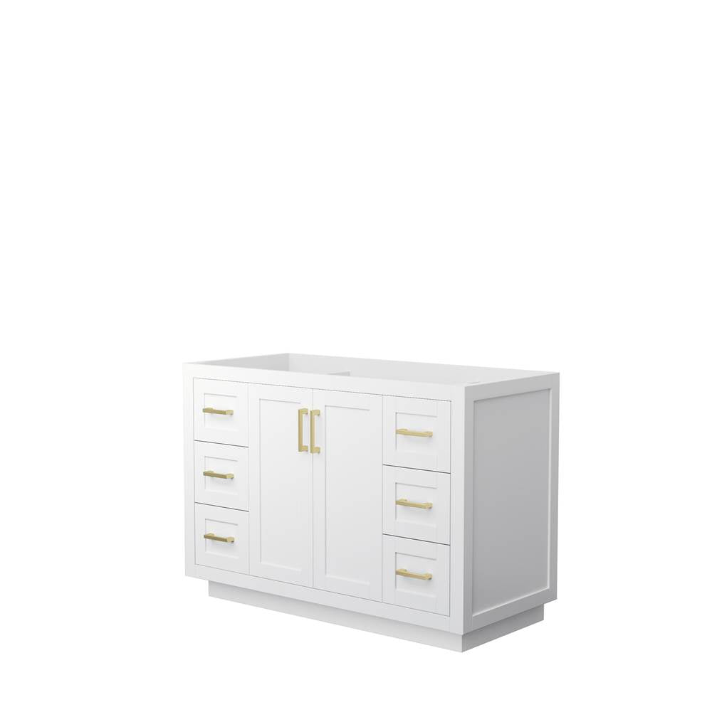 Wyndham Collection - Miranda 48 Inch Single Bathroom Vanity in White, No Countertop, No Sink, Brushed Gold Trim
