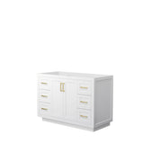 Wyndham Collection - Miranda 48 Inch Single Bathroom Vanity in White, No Countertop, No Sink, Brushed Gold Trim