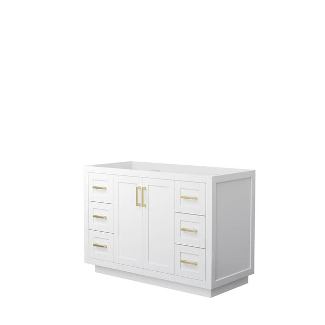 Wyndham Collection - Miranda 48 Inch Single Bathroom Vanity in White, No Countertop, No Sink, Brushed Gold Trim