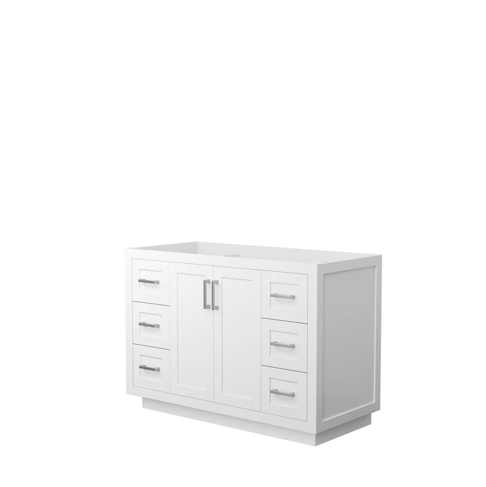 Wyndham Collection - Miranda 48 Inch Single Bathroom Vanity in White, No Countertop, No Sink, Brushed Nickel Trim