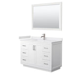 Wyndham Collection - Miranda 48 Inch Single Bathroom Vanity in White, White Cultured Marble Countertop, Undermount Square Sink, Brushed Nickel Trim, 46 Inch Mirror