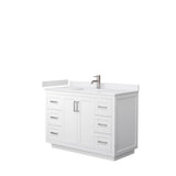 Wyndham Collection - Miranda 48 Inch Single Bathroom Vanity in White, White Cultured Marble Countertop, Undermount Square Sink, Brushed Nickel Trim