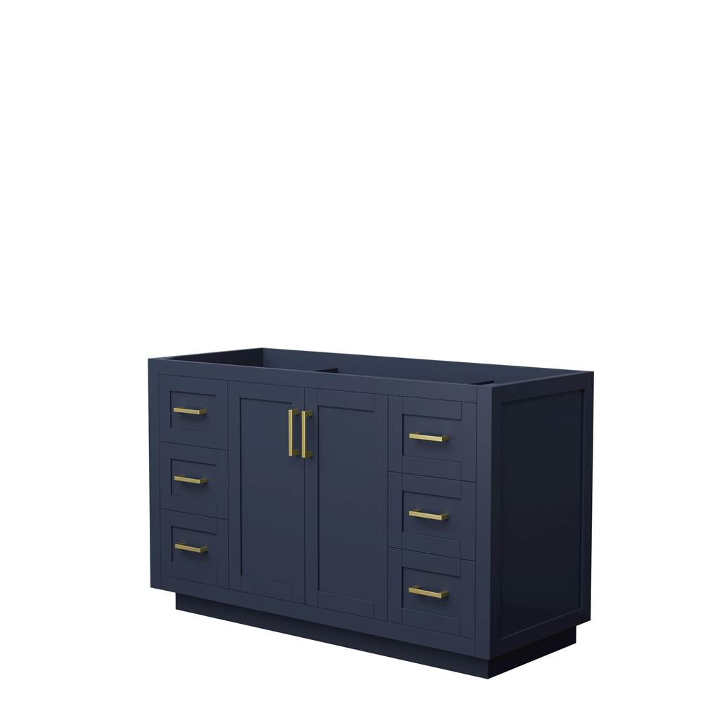 Wyndham Collection - Miranda 54 Inch Single Bathroom Vanity in Dark Blue, No Countertop, No Sink, Brushed Gold Trim