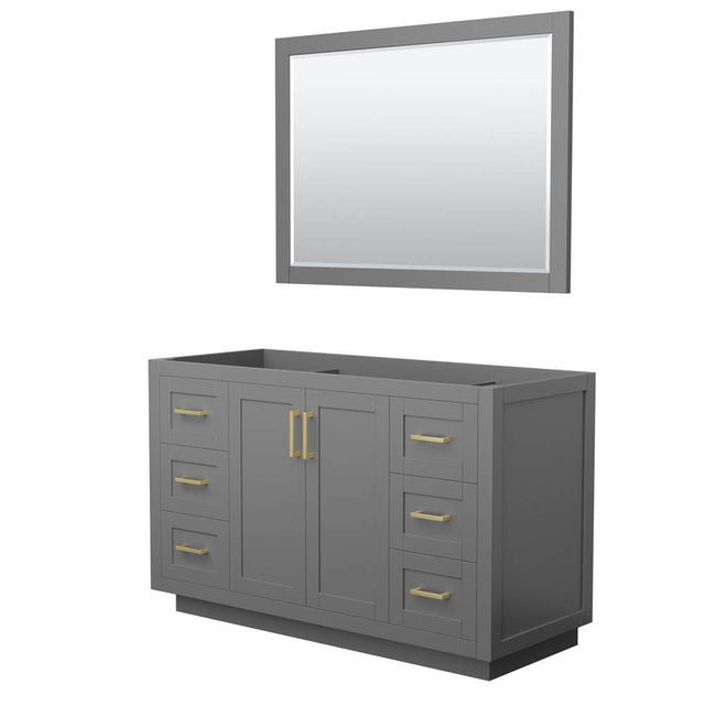 Wyndham Collection - Miranda 54 Inch Single Bathroom Vanity in Dark Gray, No Countertop, No Sink, Brushed Gold Trim, 46 Inch Mirror