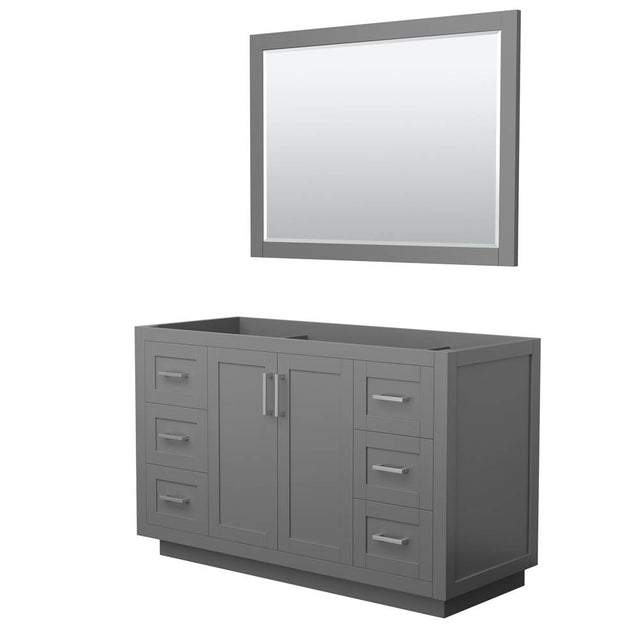 Wyndham Collection - Miranda 54 Inch Single Bathroom Vanity in Dark Gray, No Countertop, No Sink, Brushed Nickel Trim, 46 Inch Mirror