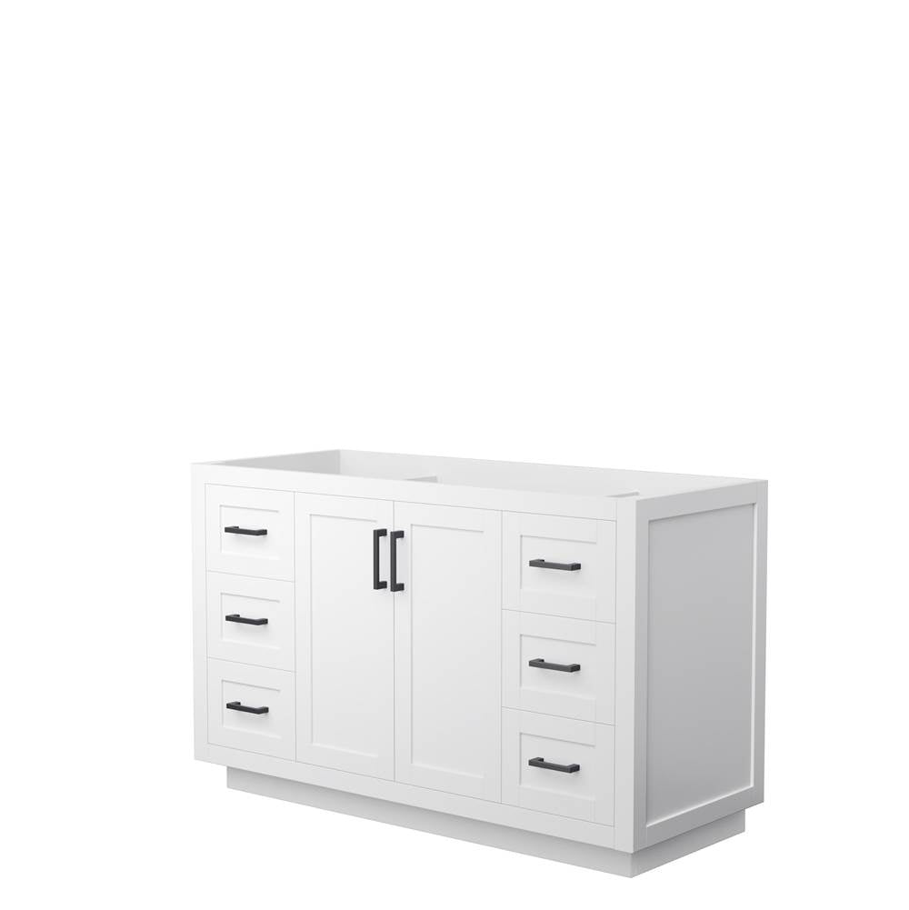Wyndham Collection - Miranda 54 Inch Single Bathroom Vanity in White, No Countertop, No Sink, Matte Black Trim