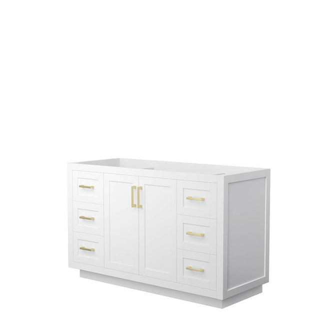 Wyndham Collection - Miranda 54 Inch Single Bathroom Vanity in White, No Countertop, No Sink, Brushed Gold Trim