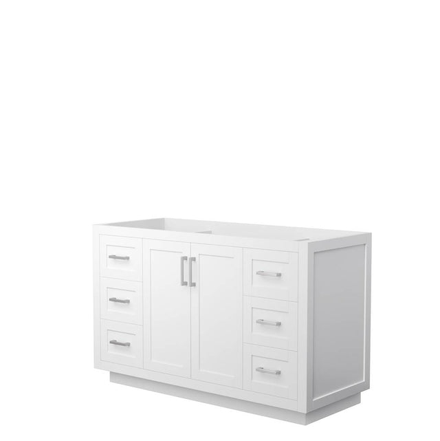 Wyndham Collection - Miranda 54 Inch Single Bathroom Vanity in White, No Countertop, No Sink, Brushed Nickel Trim
