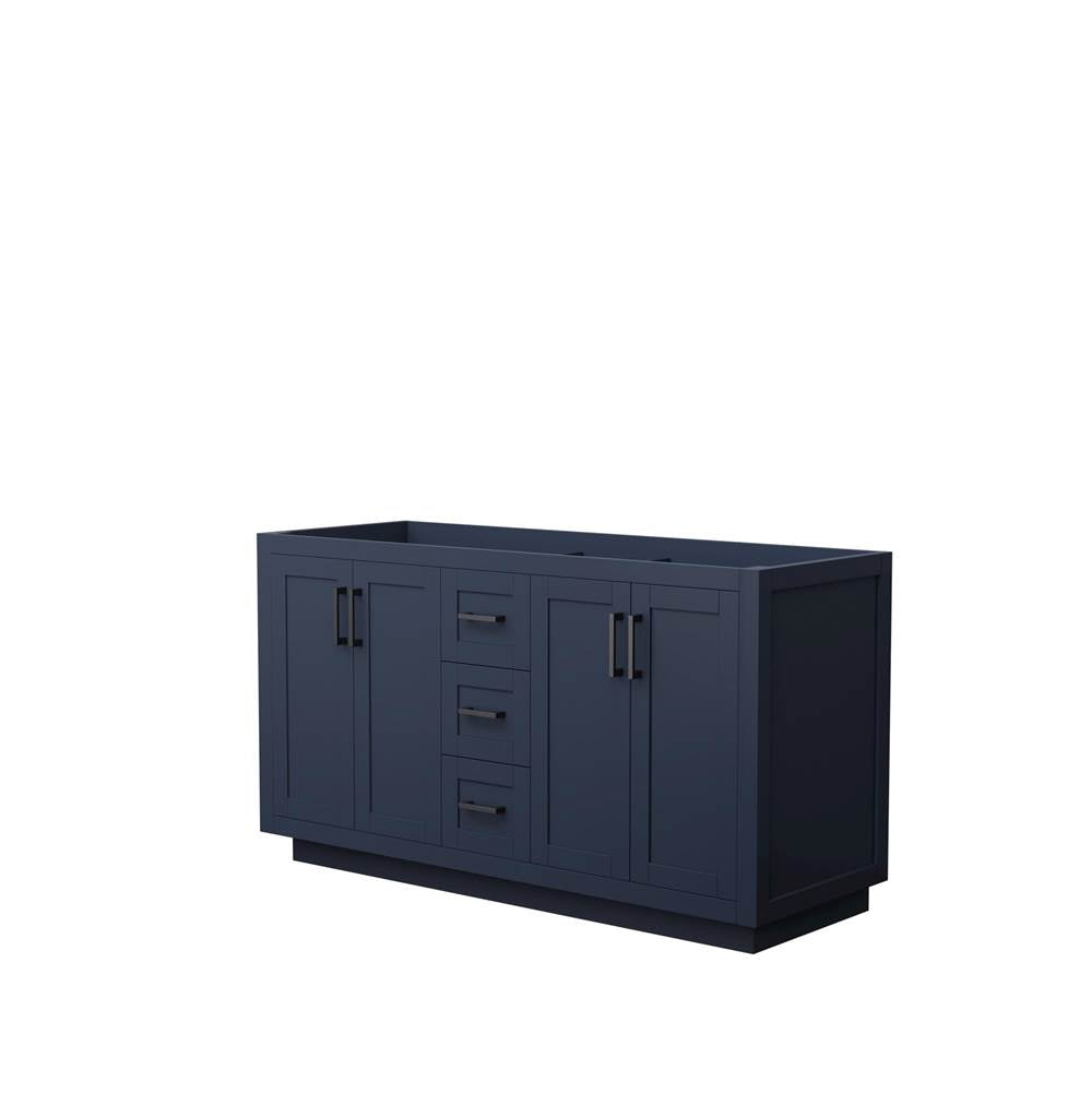 Wyndham Collection - Miranda 60 Inch Double Bathroom Vanity in Dark Blue, No Countertop, No Sink, Matte Black Trim