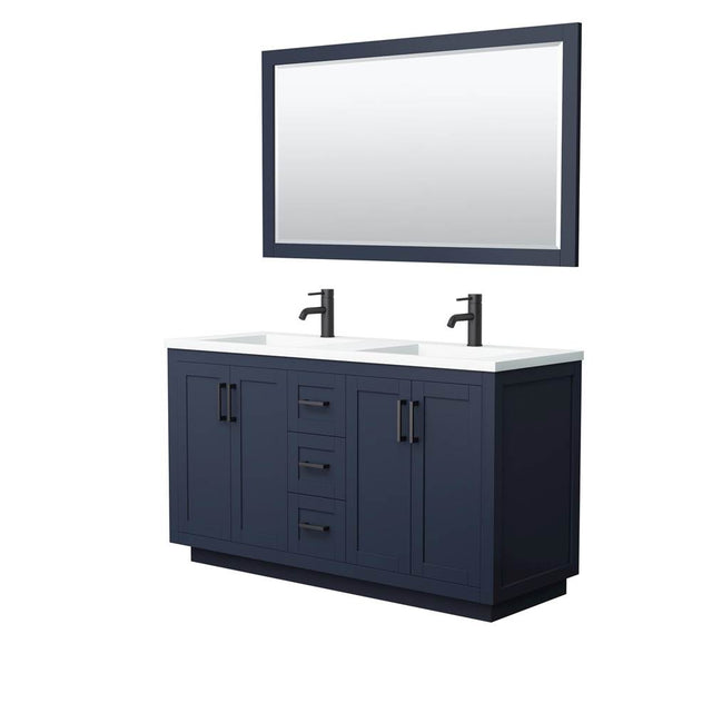 Wyndham Collection - Miranda 60 Inch Double Bathroom Vanity in Dark Blue