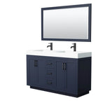 Wyndham Collection - Miranda 60 Inch Double Bathroom Vanity in Dark Blue