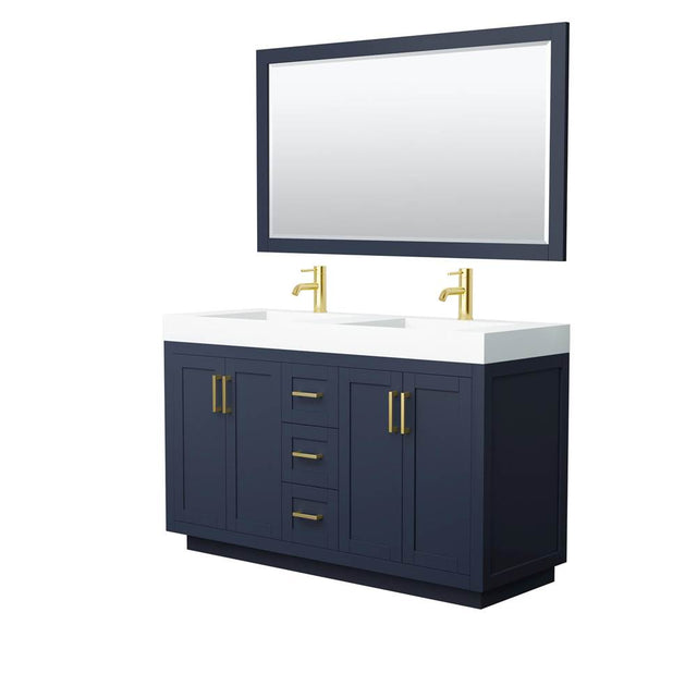 Wyndham Collection - Miranda 60 Inch Double Bathroom Vanity in Dark Blue