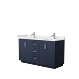 Wyndham Collection - Miranda 60 Inch Double Bathroom Vanity in Dark Blue, White Cultured Marble Countertop, Undermount Square Sinks, Brushed Nickel Trim