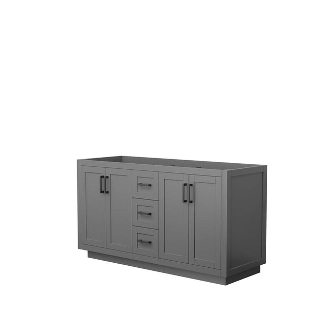 Wyndham Collection - Miranda 60 Inch Double Bathroom Vanity in Dark Gray, No Countertop, No Sink, Matte Black Trim