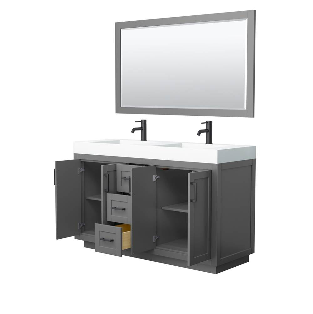 Miranda 60 Inch Double Bathroom Vanity in Dark Gray