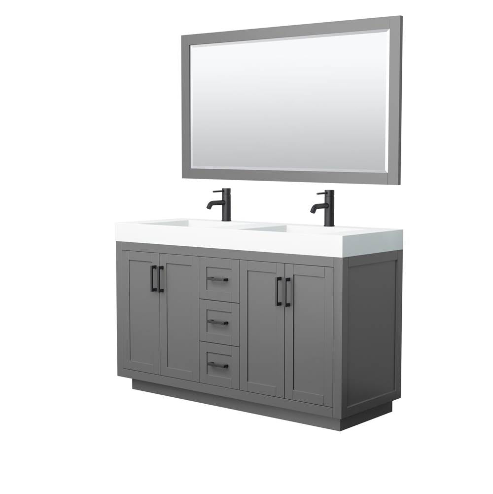 Wyndham Collection - Miranda 60 Inch Double Bathroom Vanity in Dark Gray
