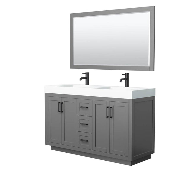 Wyndham Collection - Miranda 60 Inch Double Bathroom Vanity in Dark Gray